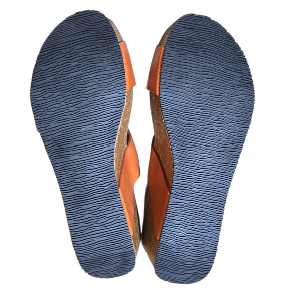 Lola Sabbia for Eric Michael Wedge Sandals Orange 38/8.5 - Picture 7 of 7